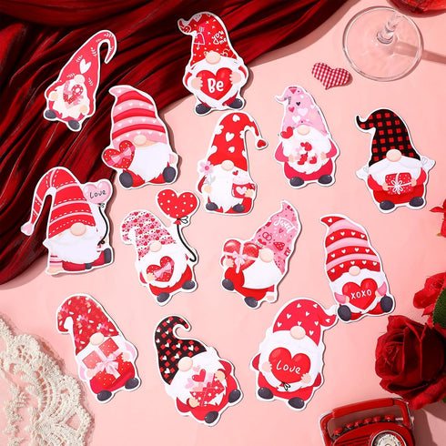 Hoteam 30 Pcs Valentine's Day Garage Door Magnets, Gnome Heart Love Refrigerator Magnetic Stickers for Decoration