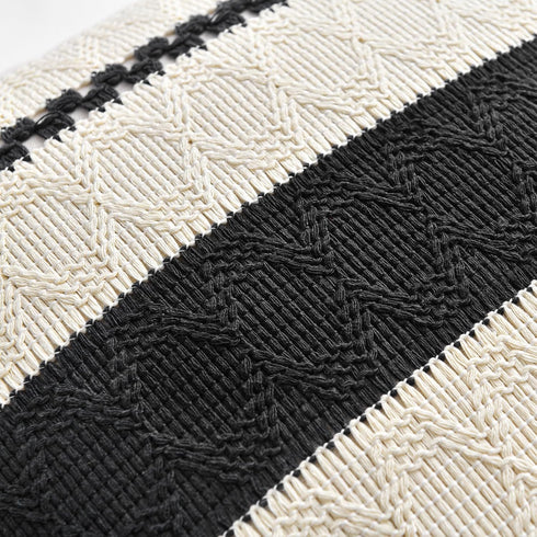 Fancy Homi Set 2 12x24 Inch of Boho Black Long Lumbar Decorative Throw Pillow Cover for Couch Bed Sofa Chair, Modern