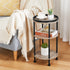 Small Round Side Table for Small Spaces - 3-Tier Modern Accent Table, Slim End Table for Living Room, Bedroom (Oak)