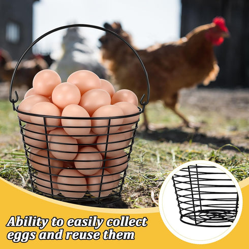 4 8" Tandefio Pcs Egg Basket for Storage Collecting Carrying and Transporting Chicken and Duck Eggs, Farm Grade Wire