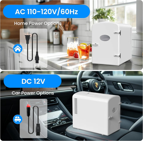Simple Deluxe 6L Portable Mini Fridge with Observation Window, Warmer and Cooler, 9 Can Capacity, White
