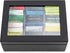 6 Break Tradition Wooden Tea Organizer For Tea Bags - Compartments, Clear Top Window, Lid Stays Open (Black)