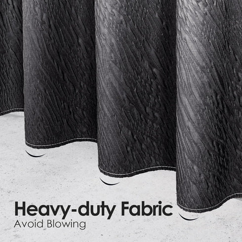 Set 3D 72 72 MitoVilla Black Ombre Shower Curtain with Hooks, Waves Textured Fabric Shower Curtains for Modern Luxury
