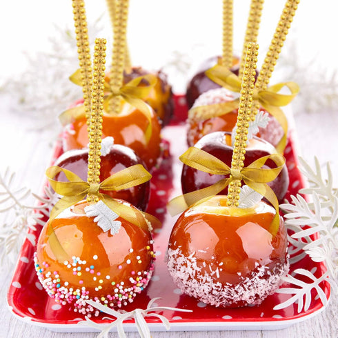 ZHBDMGK 26Pcs 26Pcs 22Yd Bling Sticks for Candy Apples, Caramel Apple Wooden Pointed Skewers with Glass Bag and Glitter