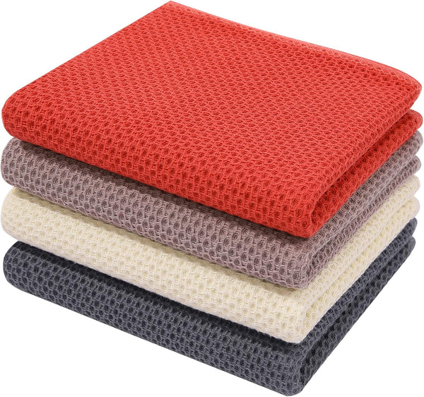 Homaxy 100% Cotton Waffle Weave Kitchen Dish Towels, Ultra Soft Absorbent Quick Drying Cleaning Towel (13 x 28 Inches,