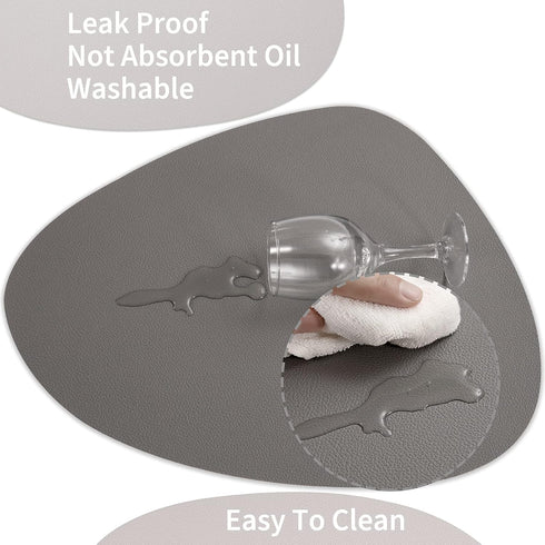 Set 6 Set 6) Myir JUN Placemats, Dual-Sided Placemats Waterproof Faux Leather Placemats of Place Mats and Coasters
