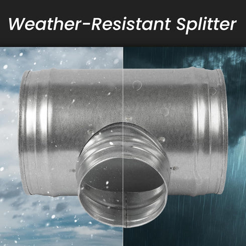 4'' Inch Duct Splitter to 90° Degree, 3 Way Duct Hose Connector for Exhaust Fan