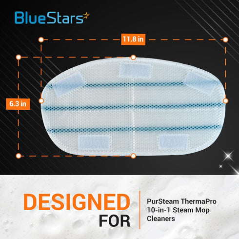 BlueStars 8 Packs PurSteam ThermaPro 10-in-1 Steam Mop Washable Reusable Pads for ThermaPro 211