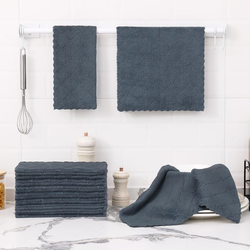 18 Pack (10 20 Inches, Homaxy Dish Towels for Kitchen x Dark Grey), Super Soft and Absorbent Coral Velvet Dish Cloths
