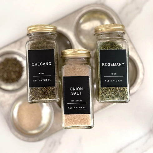 160 Spice Jar Labels, Minimalist Matte Black Stickers for Kitchen & Pantry Organization