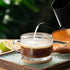 wookgreat Set 6, 14 oz 6 Vintage Glass Coffee Mugs of Tea Cups With Handle, Clear Embossed Glassware, Spoons