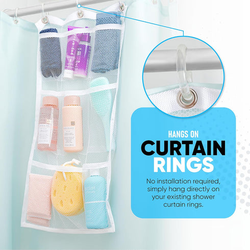 Handy Laundry Hanging Shower Organizer (2-Pack) - 9-Pocket Mesh Caddy for Organizing Bathroom Toiletries and Kids Bath