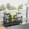 Cisily Sponge Holder for Kitchen Sink, Rustproof 304 Stainless Steel Caddy with High Brush Holder and Soap Dispenser