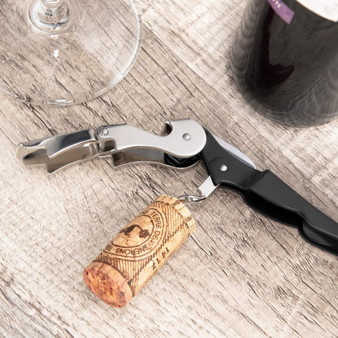 HYZ 2-Pack Wine Opener Waiter Corkscrew, Professional Wine Key with Foil Cutter, Manual Double Hinged (Black)