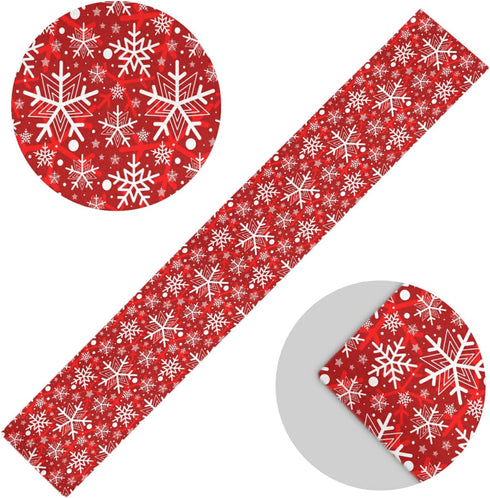 Winter Snowflake Red Table Runner, 70 Inches Christmas Snowflakes for Dining Table Kitchen Holiday Decor