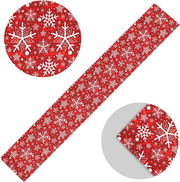 Winter Snowflake Red Table Runner, 70 Inches Christmas Snowflakes for Dining Table Kitchen Holiday Decor