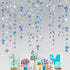 40 Ft Iridescent Mermaid Garland with Jellyfish, Seashell, Starfish, Pearl Holographic Paper Streamer for Under The Sea