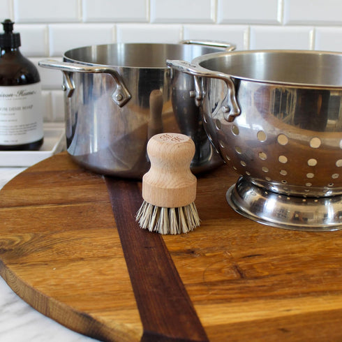 3.35 inches Murchison-Hume Compostable Pot Scrubber with Ergonomic Handle and Ultra-Strong Mexican Palm Bristles, No