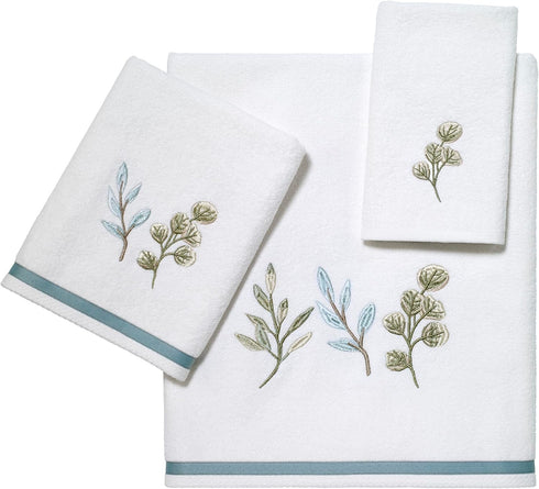 Avanti Linens Hand Towel, Soft & Absorbent Cotton Towel (Ombre Leaves Collection), 28.00" x 16.00", White