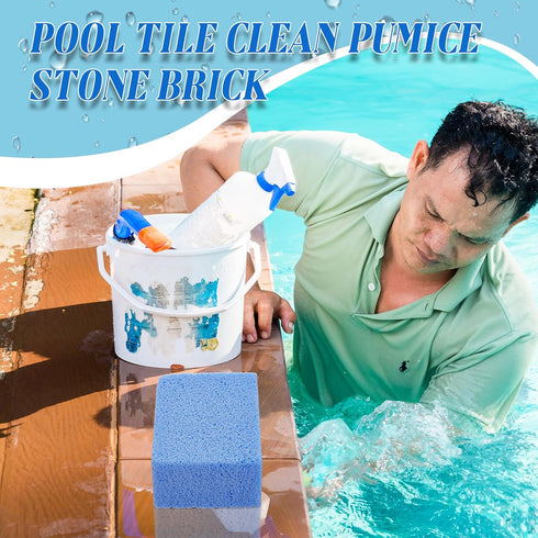 Yinder 4 Pcs Pumice Stone for Cleaning Pool Tile, 3.94 x 2.76 x 1.57 Inch for Spa Tile Cleaning (Blue)