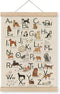 MAQIKA ABC Alphabet Chart Dog Poster Framed with Wood Hanger,Alphabet Banner, Alphabet