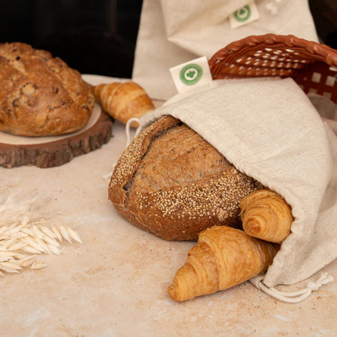 Reusable Linen Sourdough Bread Bags - 2 Pack Reusable, Undyed, Toxic-free, Washable