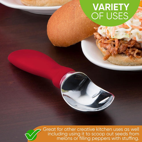 Frozen 2 Pack Spring Chef Red Heavy Duty Ice Cream Scoop with Non-Slip Handle, Professional Ice Cream Spoons