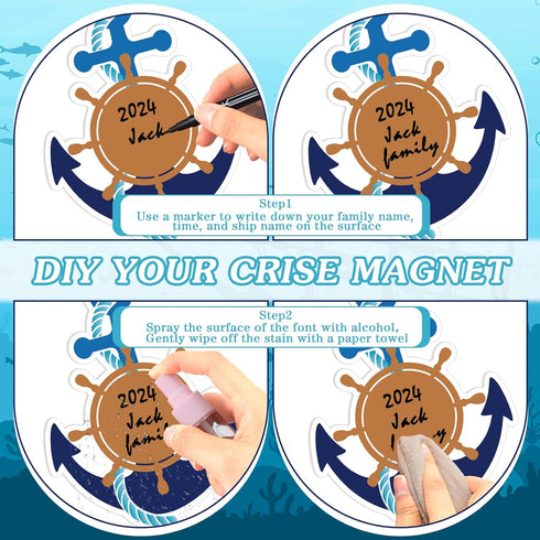 Treela 7 Pcs Cruise Ship Door Decorations Set, Nautical Anchor with Ship Wheel Magnetic Stickers for Refrigerator Decor