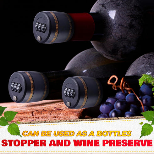 3 Pcs Wine Bottle Lock Cap - 1-1.1in Soda Lock Cap Liquor Bottle Locking Caps for Password Bottle Security