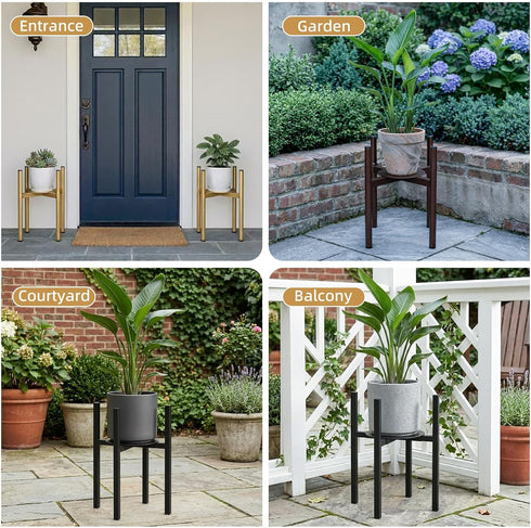9 15 Inch 160 LB Adjustable Metal Plant Stand Indoor, Mid Century Modern Outdoor Planter Holder for to Pots, Heavy Duty