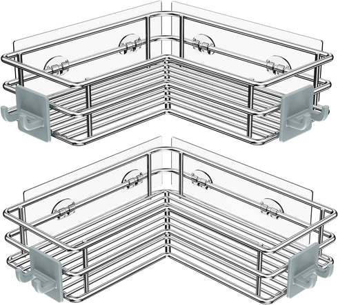 Nieifi Corner Shower Shelves Stainless Steel, Adhesive Shower Caddy Basket Rack with
