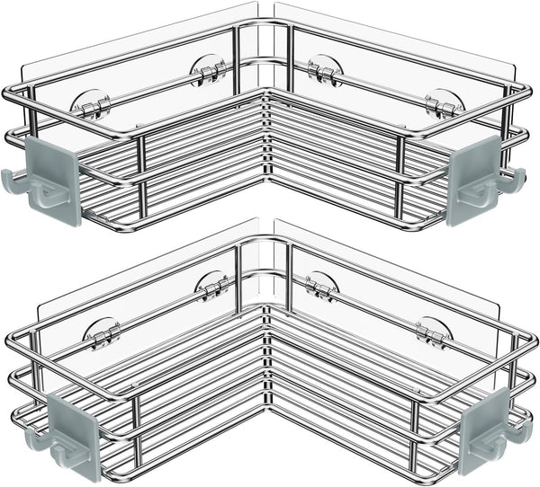 Nieifi Corner Shower Shelves Stainless Steel, Adhesive Shower Caddy Basket Rack with
