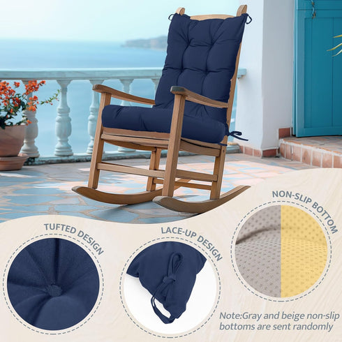 80% mudilun Rocking Chair Cushion Non-Slip Tufted Indoor/Outdoor Rocking Chair Cushions Water Proof with Straps