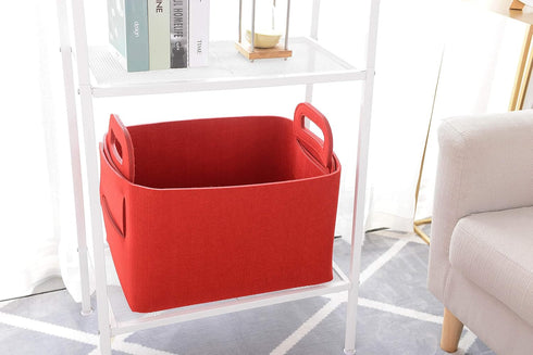 Storage Basket Felt Storage Bin, Collapsible Organizer with Carry Handles for Office, Bedroom, Nursery
