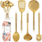 Gold Cooking Utensils Set - 5 PC Stainless Steel Kitchen Tools for Modern Cooking & Serving - Dishwasher Safe