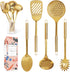 Gold Cooking Utensils Set - 5 PC Stainless Steel Kitchen Tools for Modern Cooking & Serving - Dishwasher Safe
