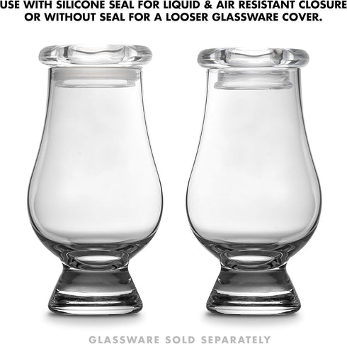 CairnCovers Glass Whiskey Glassware Lids - Glass Cap for Whisky Tasting Glasses by Cairn Craft (6 CairnCover Lids with