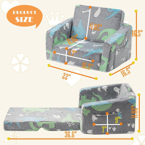 SUFUS 2-in-1 Baby Toddler Couch Chair Kids Foldable Toddler Fold Out Couch Sofa for Playroom Pull Out Children