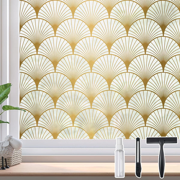 DKTIE Window Privacy Film, Frosted Glass Static Clings Non-Adhesive with Installation Tools, Modern Home Style