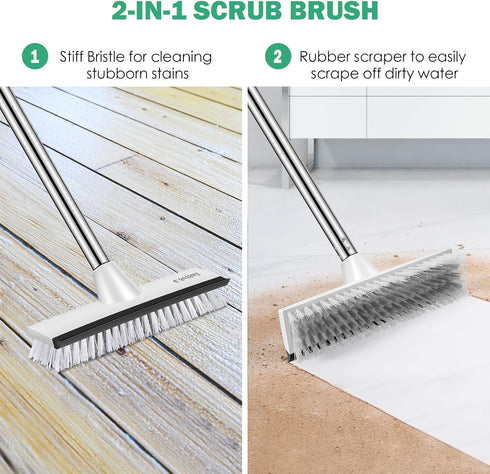 SetSail 51-Inch 2 1 Floor Scrub Brush with Long Adjustable Handle in Scrape Brush Stiff Bristle Floor Scrubber