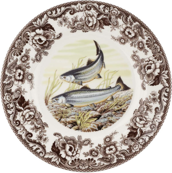Spode Woodland Dinner Plate, Fish | 10.5 Inch | Made in England from Fine Earthenware, Microwave Safe