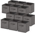 Nestl Foldable 12 Cube Storage Organizer Bins, Grey Fabric Storage Baskets with Handles, 11-Inch for Bedroom, Playroom