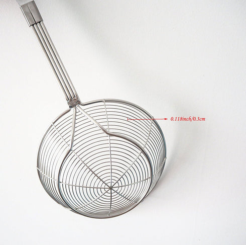Tenta Kitchen Stainless Steel Wire Strainer - Bamboo Handle, M Size, Over 6 Inch