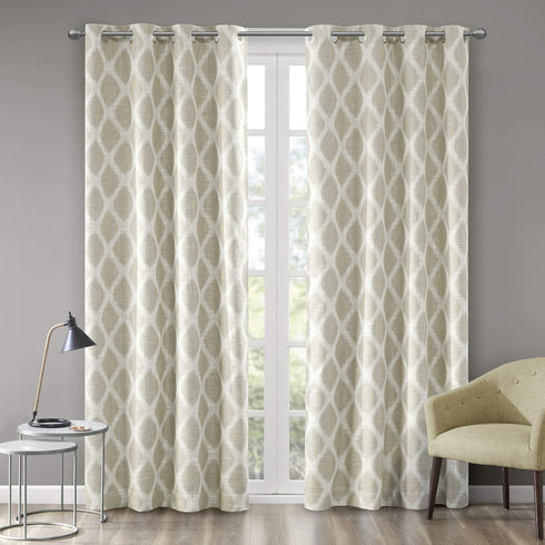 Sun Smart Blakesly Blackout Curtains, 50" x 84", Ikat Print, Thermal Insulated Light Blocking Drape