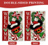 Welcome Christmas Mouse Santa Garden Flag - Xmas Peppermint Candy Wreath Ornament, Double Sided Winter Holiday Decor