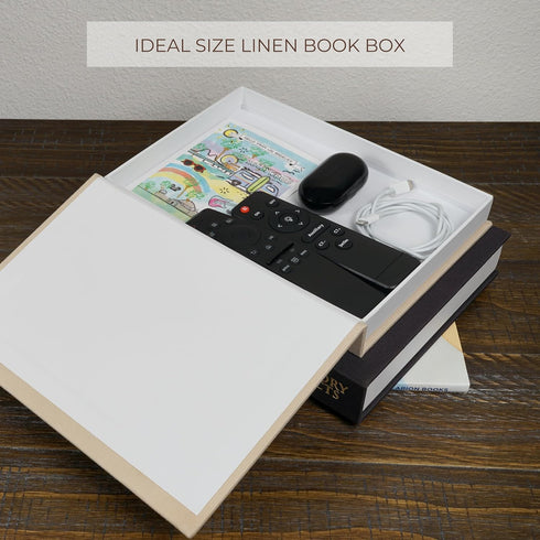 2-piece Set Linen Covered Decorative Books - Decor Boxes for Aesthetic Bookshelf, Mantle and Entryway Table Decor