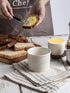 Countertop, Ceramic Butter Crock, Butter Dish with Lid for French Butter Keeper, Classic Stripe Pattern, White