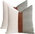 cygnus 20x20 Pillow Covers Set of 2, Farmhouse Decor Stripe Patchwork Linen Throw Covers for Couch Sofa