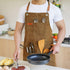 Canvas Aprons for Men, Heavy Duty Chef Work Apron with Large Pockets - 16oz Cross Back, BBQ, Cooking