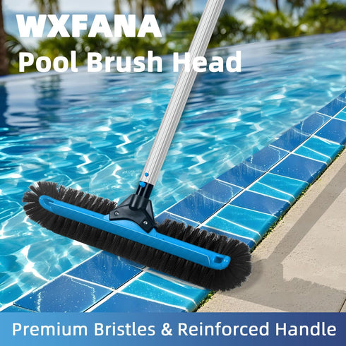 20" 12-Rows Wide Pool Brush Head, Heavy Duty Pool Cleaning Brush with Soft Bristles, Inground/Above Ground Pool Brushes